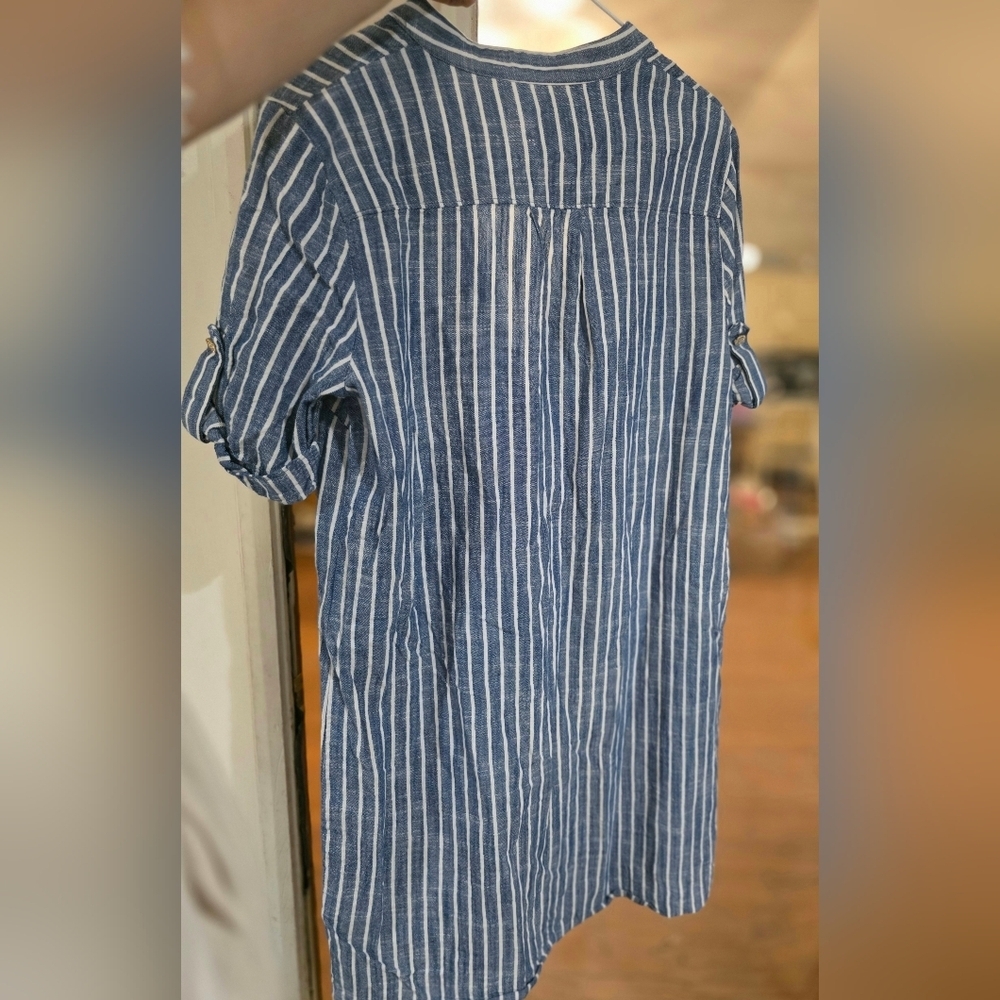 Anne Klein Chambray Zip Up Shift Dress Sz 10 - Picture 2 of 3